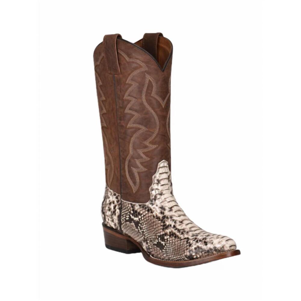 NEW CORRAL men's python embroidered round toe boots in natural